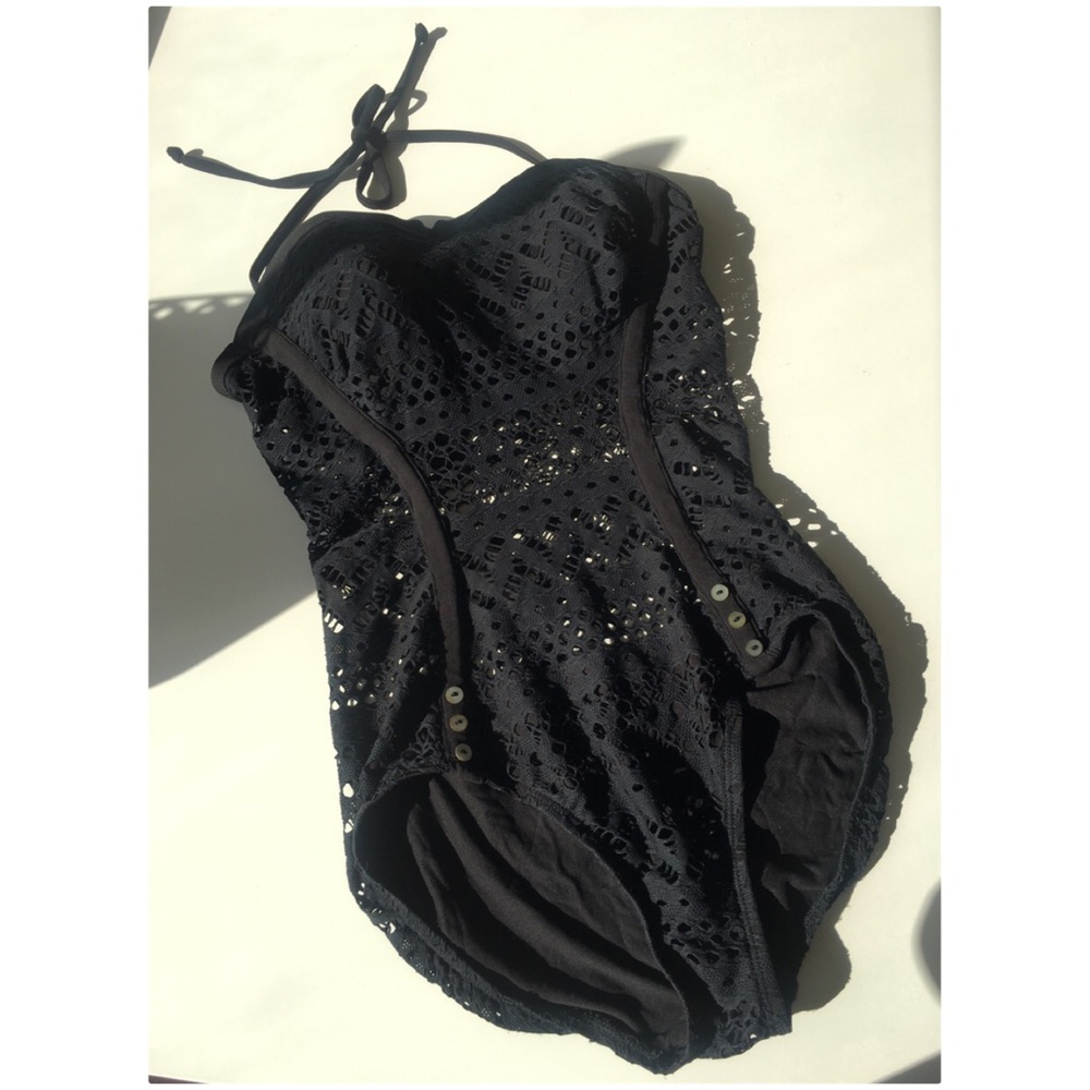 Robin Piccone Crochet Overlay Swimsuit